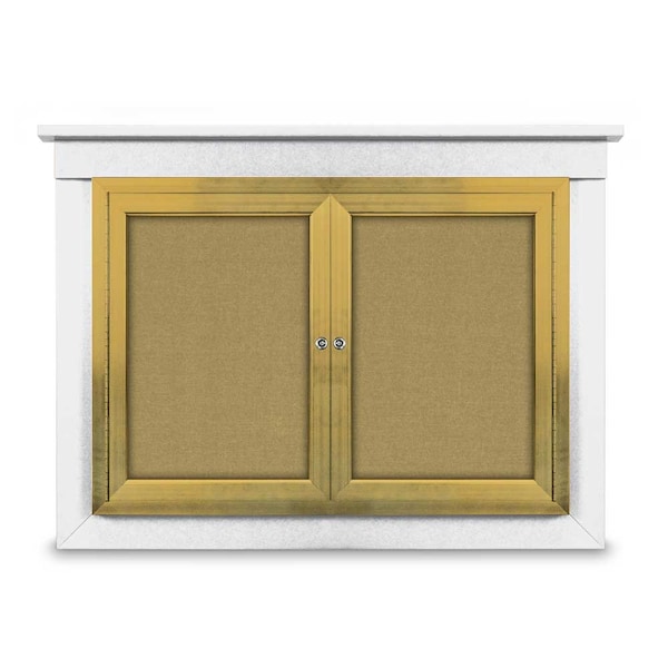 48"x36" 2-Door Enclosed Letterboard, Black Vinyl/Walnut